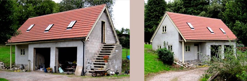 two views of a garage